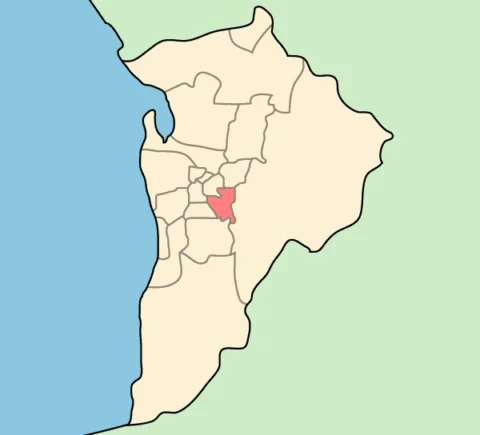 Map of Adelaide highlighting the Burnside LGA