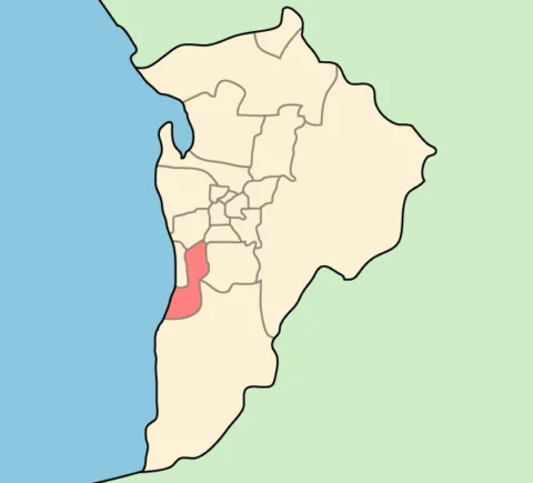 Map of Adelaide highlighting the Marion LGA